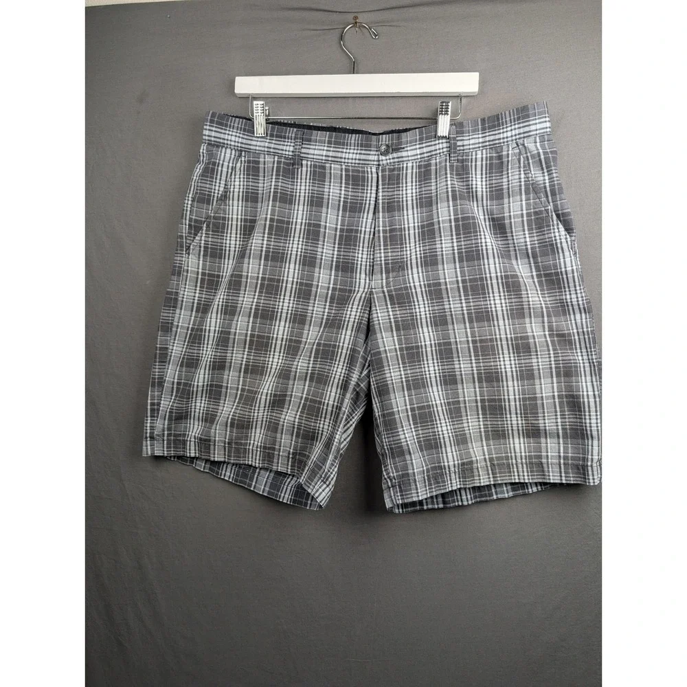 Greg Norman for Tasso Elba Mens Plaid Golf Shorts Grey Size‎ 38 Flat Front